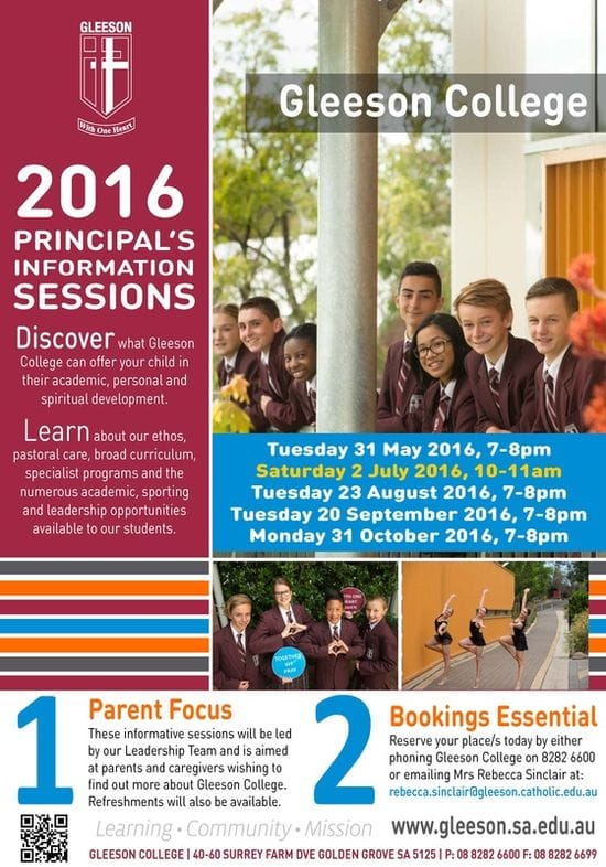 2016 Principal's Information Sessions